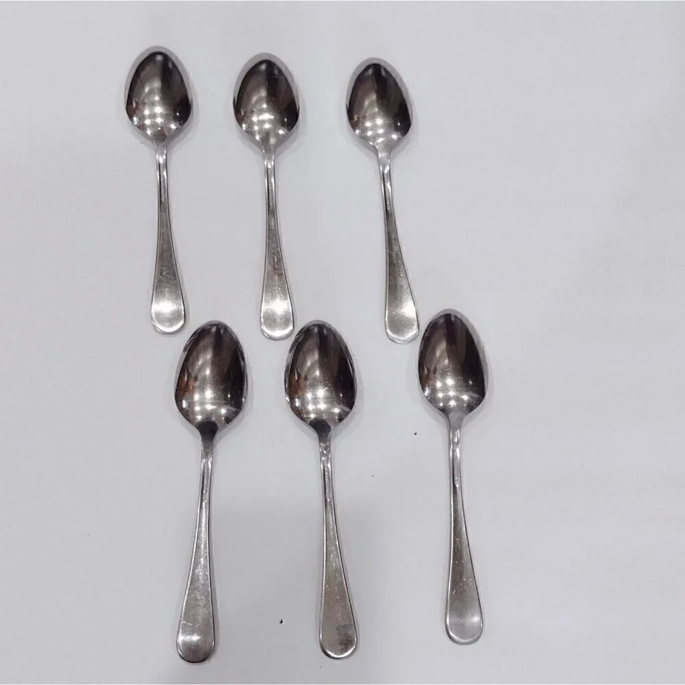 Set Of 6 Insico USA Stainless Steel Soup Spoons Flatware Oval Handle Unknown